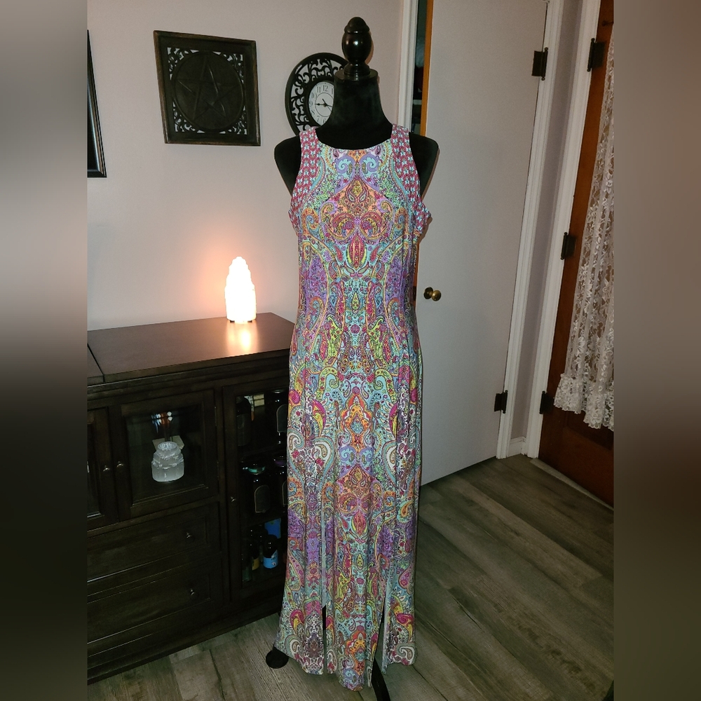 🦚London Times Maxi Dress Multicolor NWOT